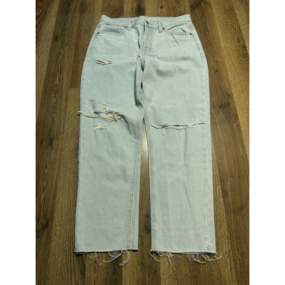 Old Navy Jeans Women Size 4 Light Wash Denim Distressed Cropped Slouchy Straight